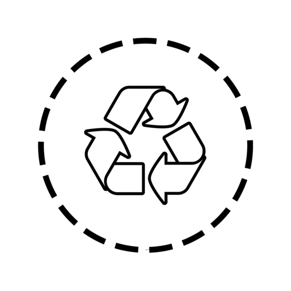 Symbolumriss innerhalb eines punktierten Kreises - recyceln — Stockvektor
