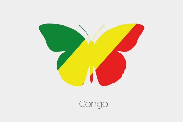 Motyl z Flaga Konga — Wektor stockowy
