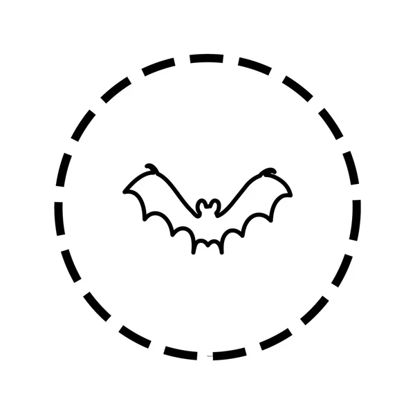 Icon Outline within a dotted circle - Bat2 — Stock Vector