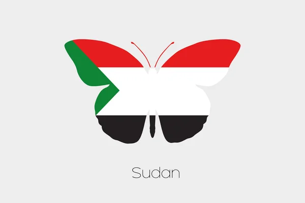 Motýl s Súdánská vlajka — Stockový vektor