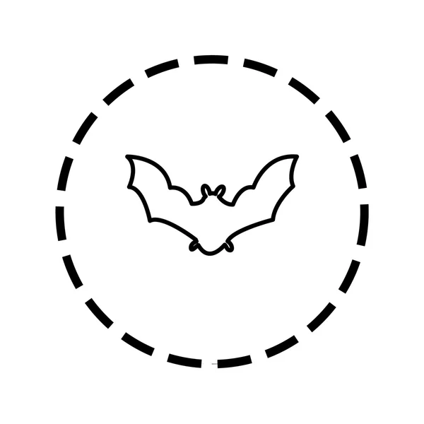 Pictogram overzicht binnen een gestippelde cirkel - Bat — Stockvector