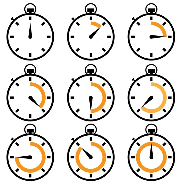 Illustrated stopwatch icons set — Stock Vector