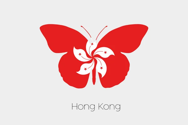 Fjäril med flaggan i Hong Kong — Stock vektor