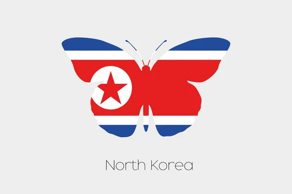 Butterfly with the flag of North Korea — Stock Vector