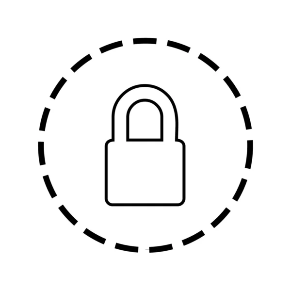 Icon Outline within a dotted circle - Padlock — Stock Vector