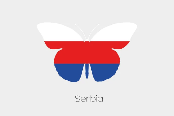 Borboleta com a bandeira da Sérvia — Vetor de Stock