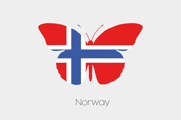Motýl s vlajkou Norska — Stockový vektor