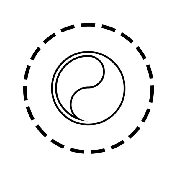 Ikona konspektu w wypunktowany okrąg - Ying Yang — Wektor stockowy