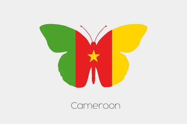 カメルーンの国旗と蝶します。 — ストックベクタ