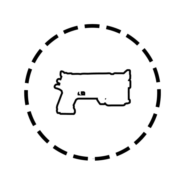 Icono Esquema dentro de un círculo de puntos - Pistola — Vector de stock