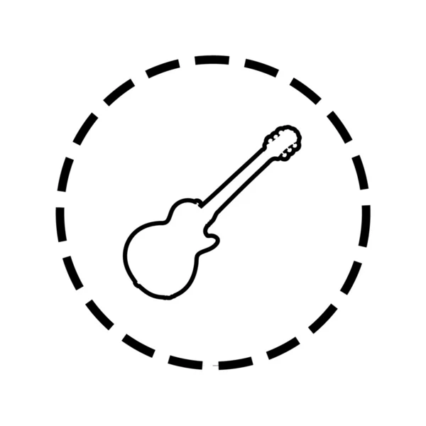 Icône contour dans un cercle pointillé - Guitare — Image vectorielle