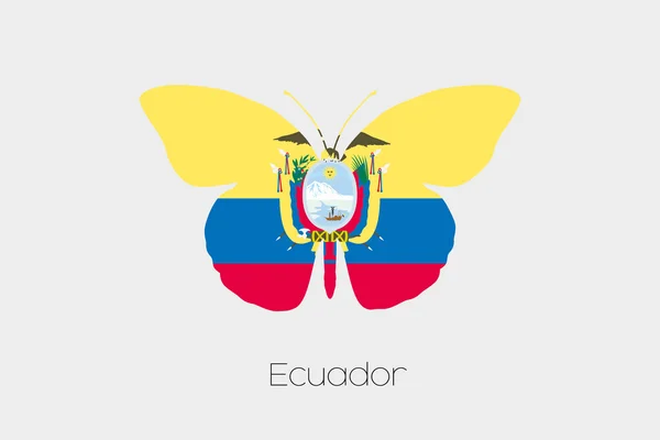 Butterfly met de vlag van Ecuador — Stockvector