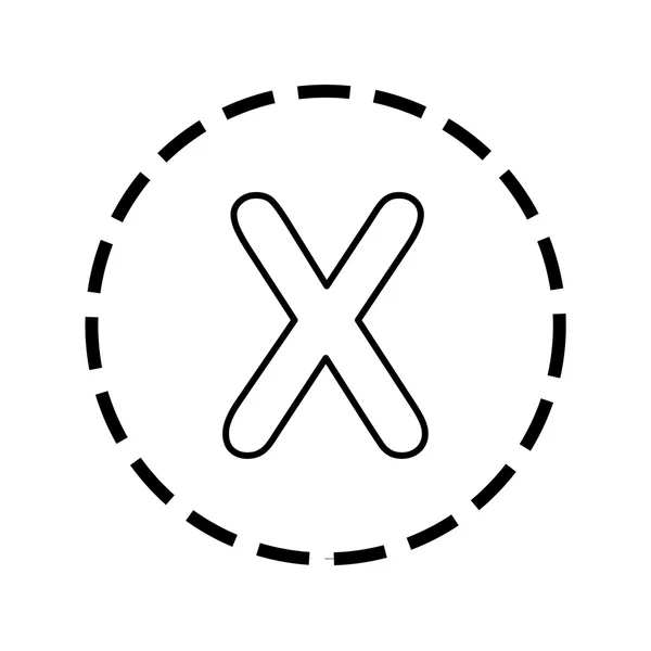 Zarys ikona w wypunktowany okrąg - X — Wektor stockowy