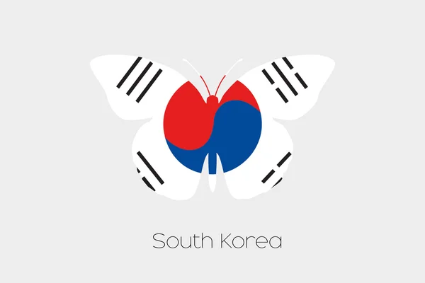 Mariposa con la bandera de Corea del Sur — Vector de stock