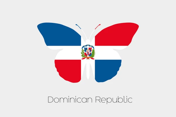 Borboleta com a bandeira da República Dominicana — Vetor de Stock