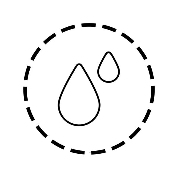 Icône contour dans un cercle pointillé - gouttes de pluie — Image vectorielle