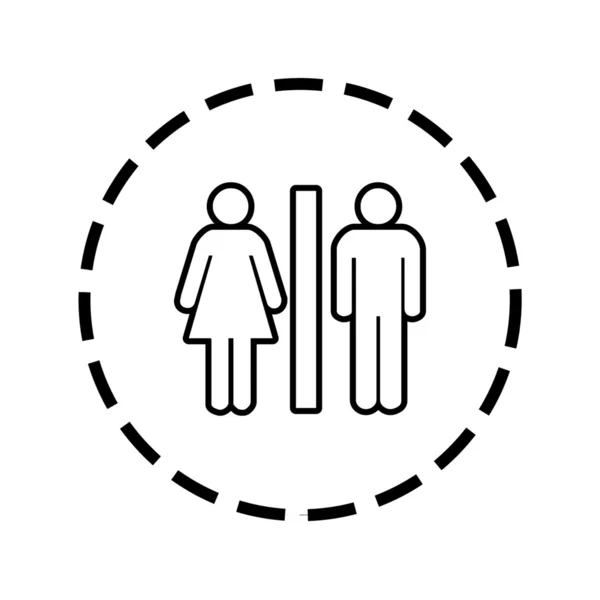Icône contour dans un cercle pointillé - Toilettes — Image vectorielle