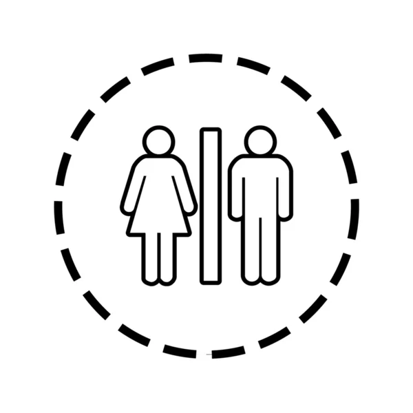 Pictogram overzicht binnen een gestippelde cirkel - Toilet — Stockvector