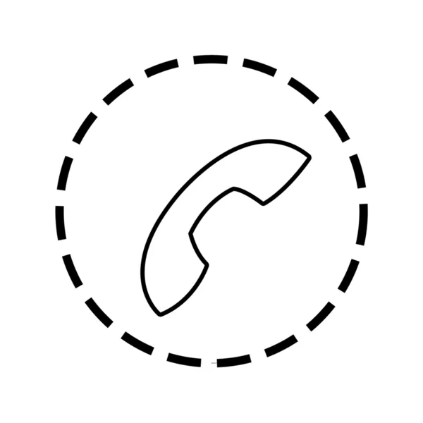 Icono Esquema dentro de un círculo de puntos - Teléfono — Vector de stock