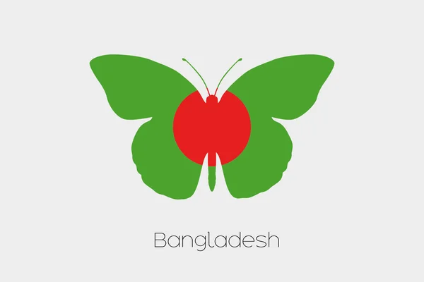 Papillon avec le drapeau du Bangladesh — Image vectorielle