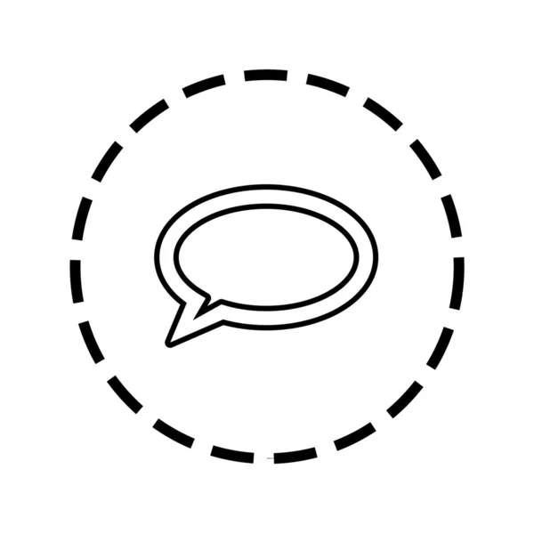 Icona Outline all'interno di un cerchio punteggiato - Speech Bubble — Vettoriale Stock