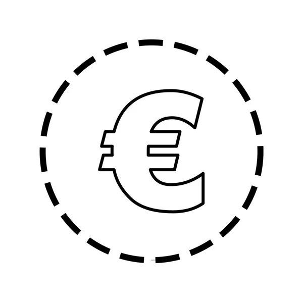 Ikona osnovy v rámci tečkovaný kruh - symbol měny Euro — Stockový vektor