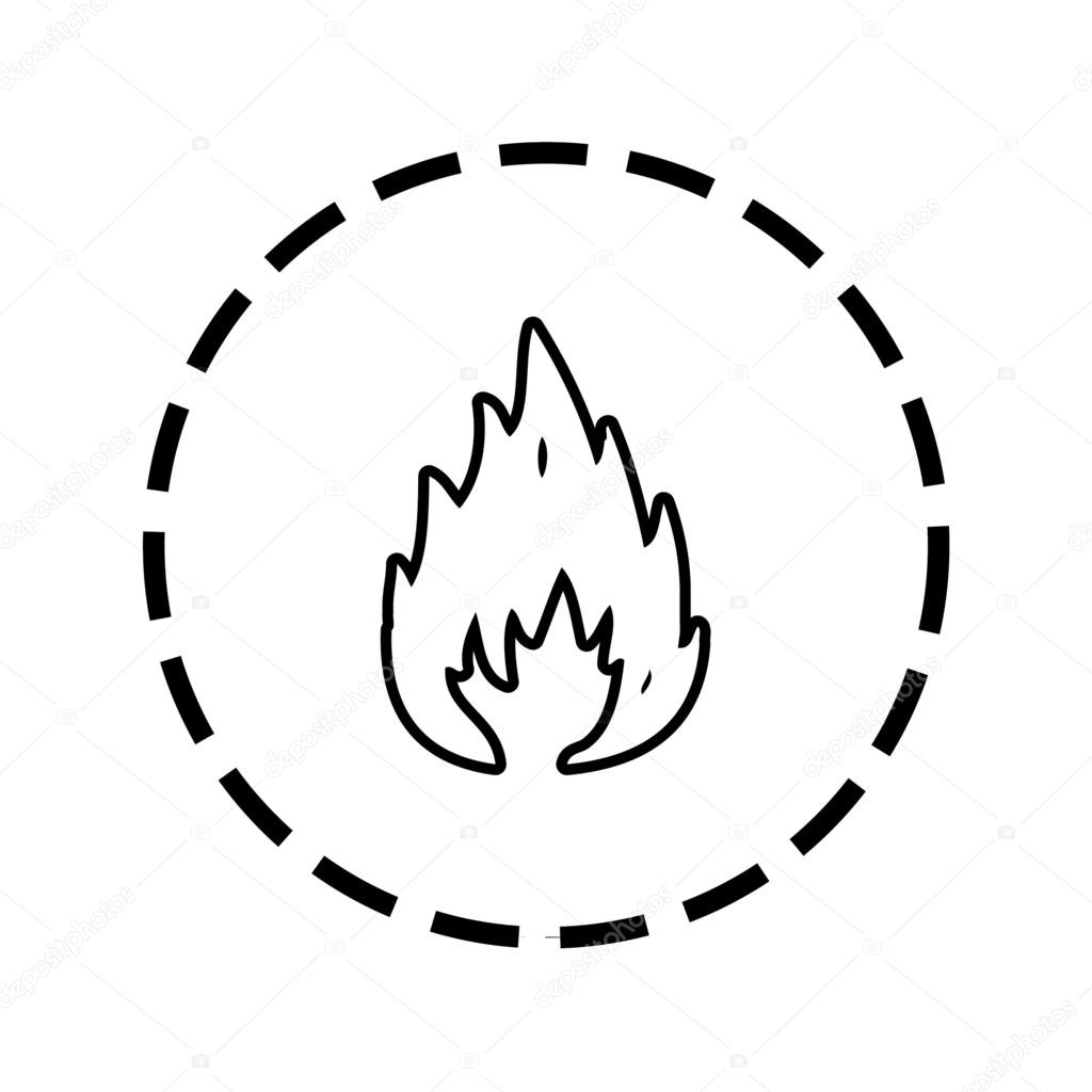 Icon Outline within a dotted circle - Fire