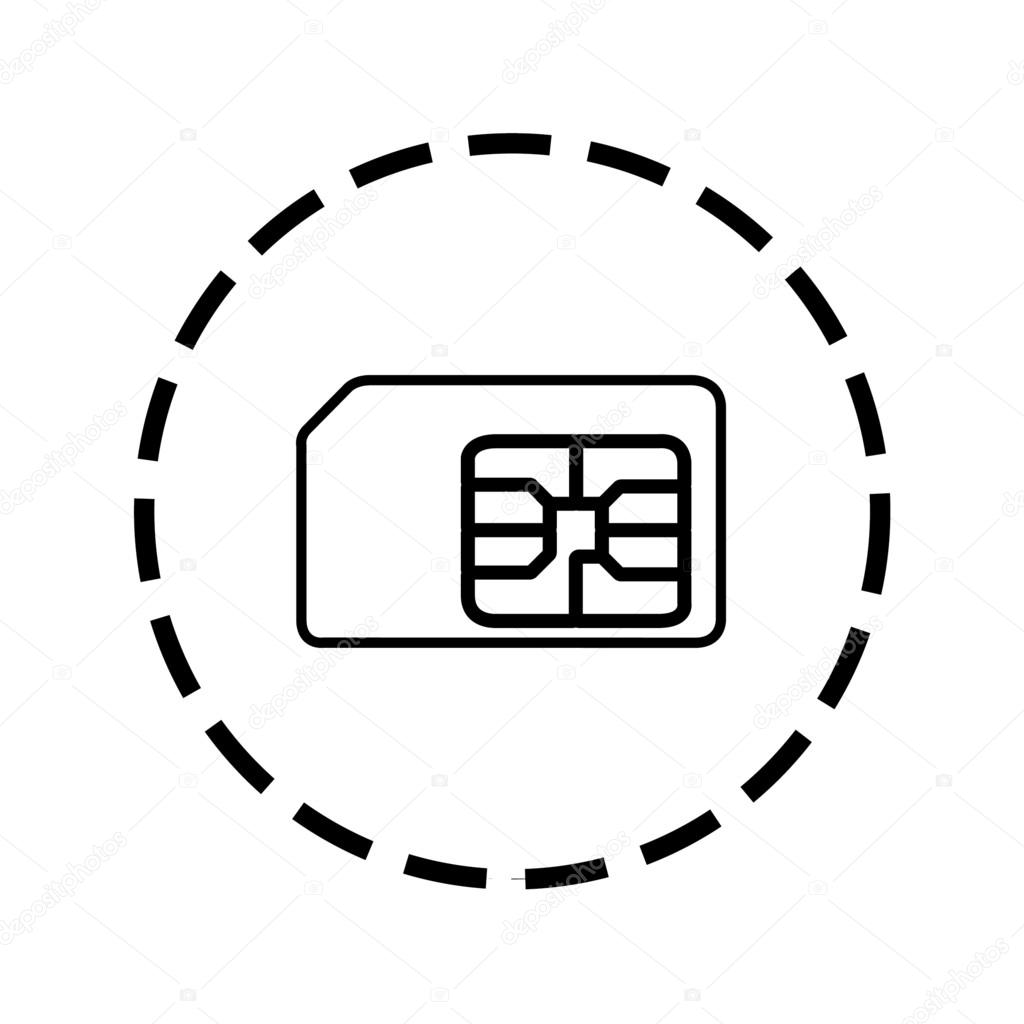 Icon Outline within a dotted circle - SIM Card
