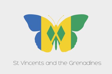 Saint Vincents ve Grenadinler bayrağı ile kelebek