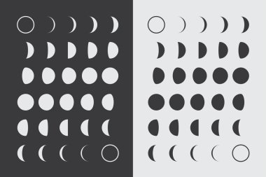 Flat Lunar phases clipart