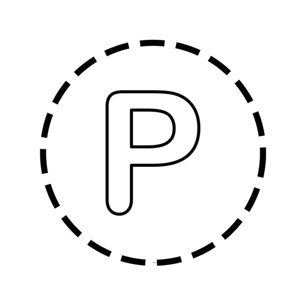 Symbolumrandung innerhalb eines punktierten Kreises - p — Stockvektor