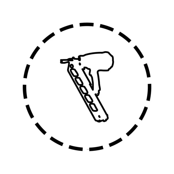 Pictogram overzicht binnen een gestippelde cirkel - Nailgun — Stockvector