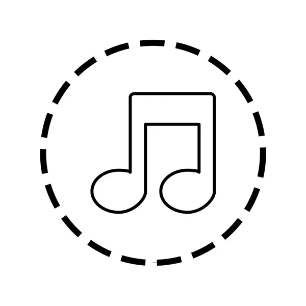 Icona Contorno all'interno di un cerchio tratteggiato - Note musicali — Vettoriale Stock