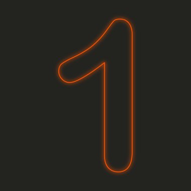 Siyah bir arka plan üzerine - 1 izole bir Neon simgesi