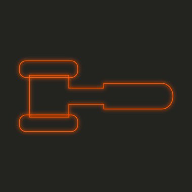 Siyah bir arka plan üzerinde - çekiç izole bir Neon simgesi