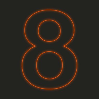 Siyah bir arka plan üzerinde - 8 izole bir Neon simgesi