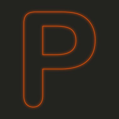 Siyah bir arka plan üzerinde - P izole bir Neon simgesi