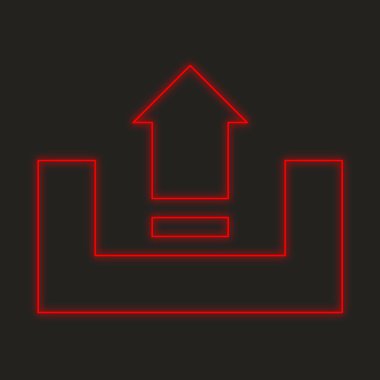 Siyah bir arka plan üzerinde - Upload izole bir Neon simgesi