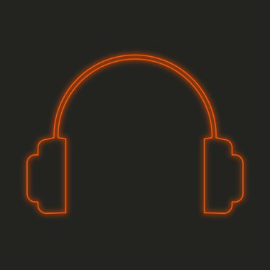Siyah bir arka plan üzerinde - kulaklık izole bir Neon simgesi