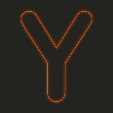 Siyah bir arka plan üzerinde - Y izole bir Neon simgesi