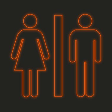 Siyah bir arka plan üzerinde - tuvalet izole bir Neon simgesi