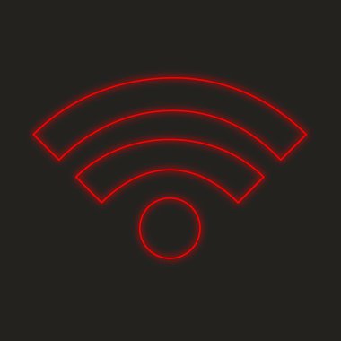 Siyah bir arka plan üzerinde - Wifi izole bir Neon simgesi