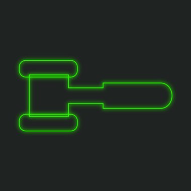 Siyah bir arka plan üzerinde - çekiç izole bir Neon simgesi