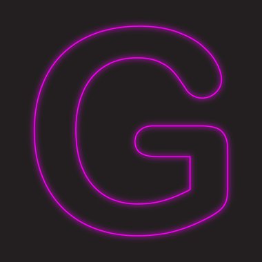 Siyah bir arka plan üzerinde - G izole bir Neon simgesi