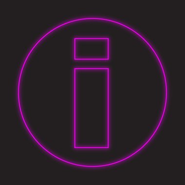 -Bilgi yuvarlak siyah bir arka plan üzerinde izole bir Neon simgesi