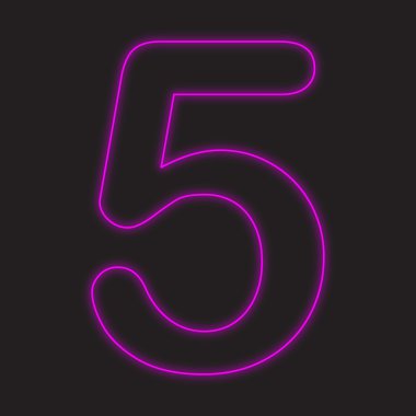 Siyah bir arka plan üzerinde - 5 izole bir Neon simgesi