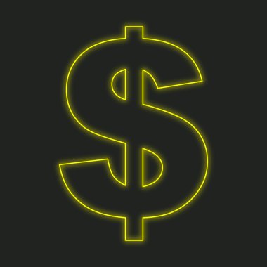 Siyah bir arka plan üzerinde - dolar işareti izole bir Neon simgesi