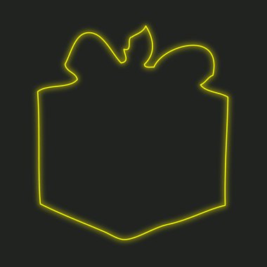 Siyah bir arka plan üzerinde - hediye izole bir Neon simgesi