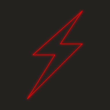 Siyah bir arka plan üzerinde - şimşek izole bir Neon simgesi