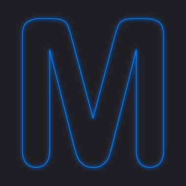 Siyah bir arka plan üzerinde - M izole bir Neon simgesi